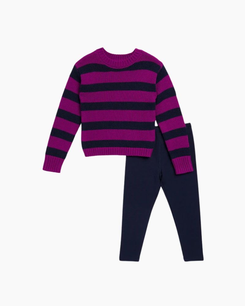 LS KID STRIPE SWEATER & LEGGING SET