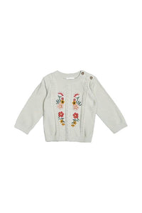 LS FLORAL EMB CABLE SWEATER