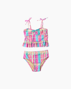 2PC PLAID PEPLUM TANKINI