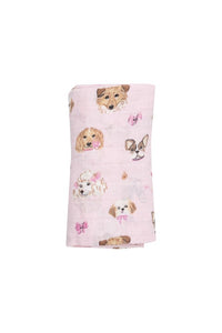 PRETTY PUPPY FACES MUSLIN SWADDLE