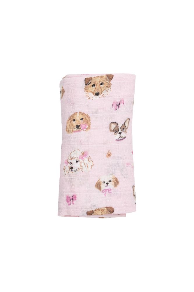 PRETTY PUPPY FACES MUSLIN SWADDLE