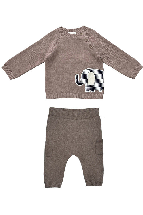 LS ELEPHANT EMB SWTR/PANT SET