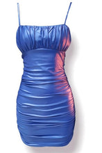 Load image into Gallery viewer, Sleeveless Ruched Faux Leather Dress
