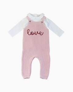 LS LOVE KNIT OVRL/ONESIE SET