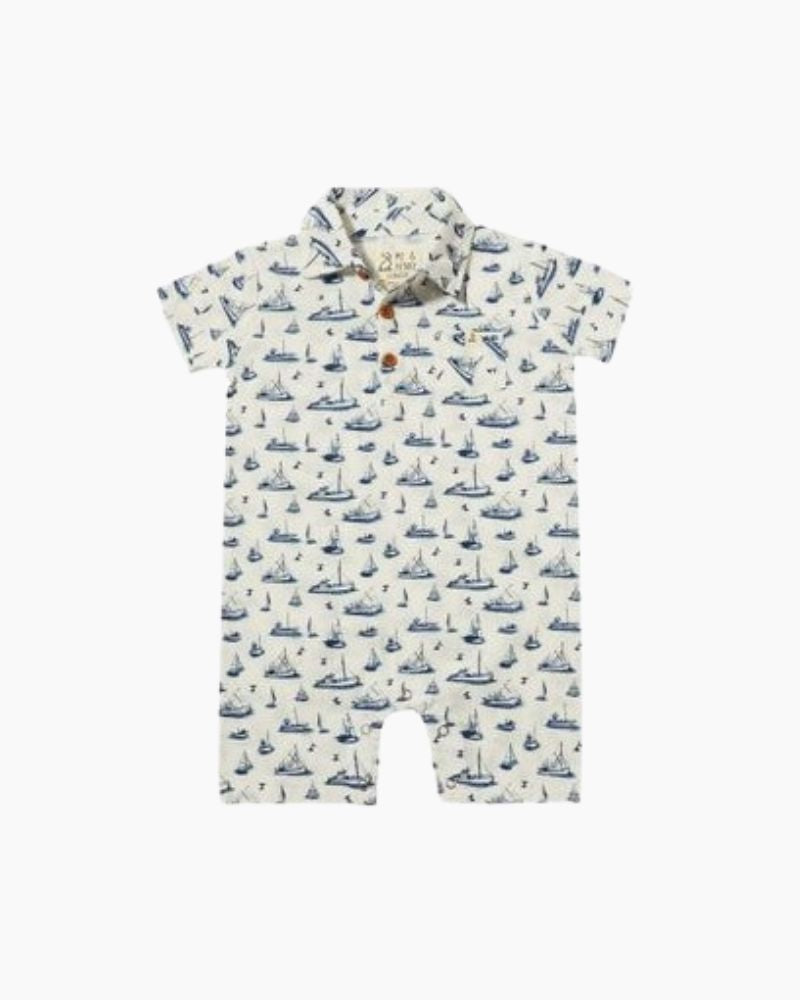 BOATS SCATTER POLO SHORTIE ROMPER