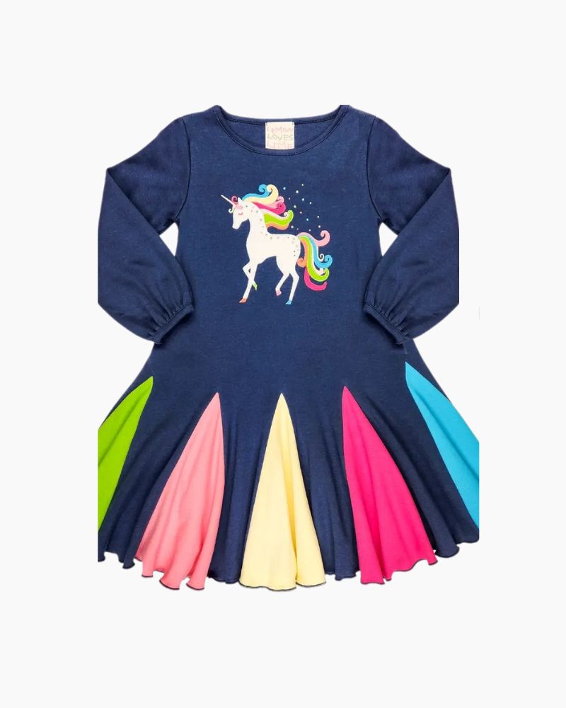 LS RAINBOW UNICORN DRESS