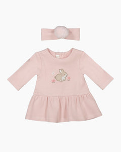 LS BUNNY APLQ DRESS + HB