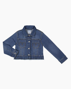 LS FRAY RUFFLE HEM DENIM JCKT