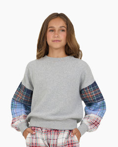 LS PLAID SLV DTL SWTSHRT