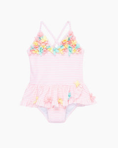 1PC 3D FLRL SKRTD SWIMSUIT