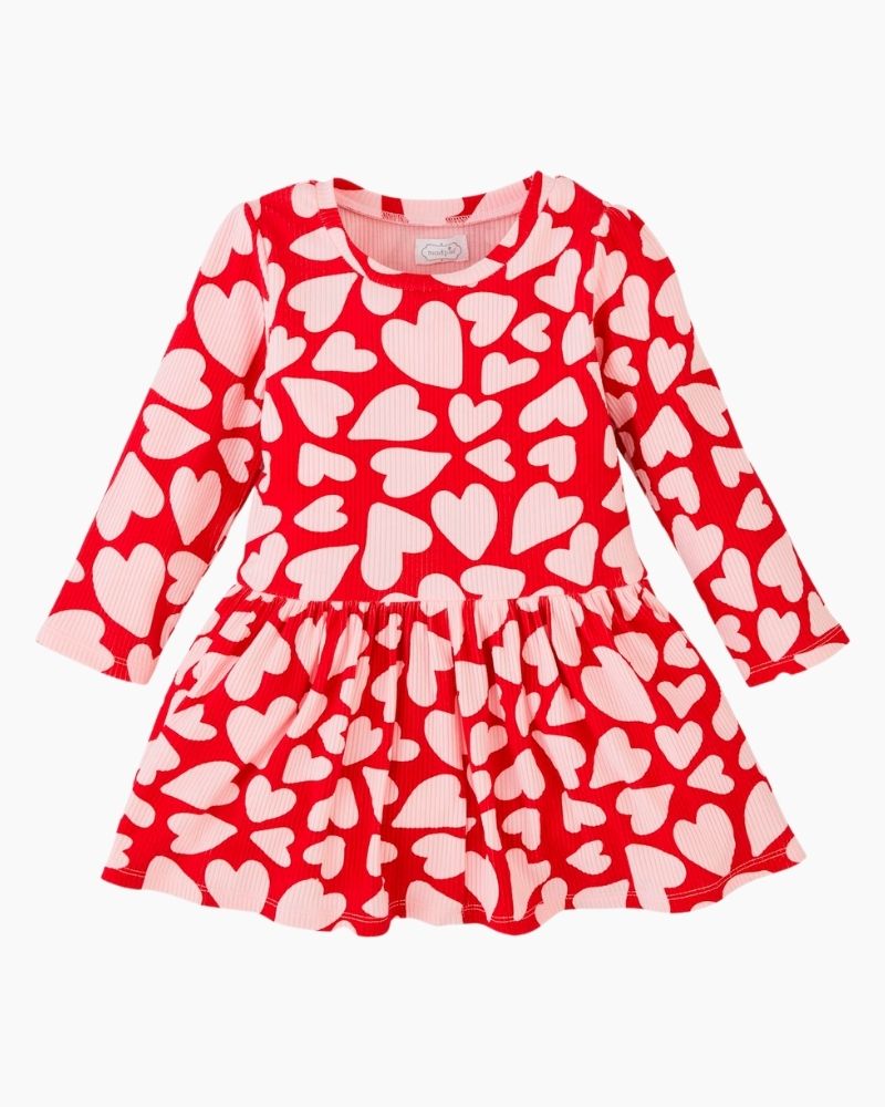 LS HEART SCTR RIB DRESS