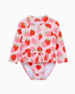 1PC LS STRAWBERRY SKIRTED RASH SUIT