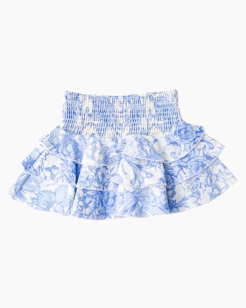 TROP FLORAL SMOCKED RUFFLE SKIRT