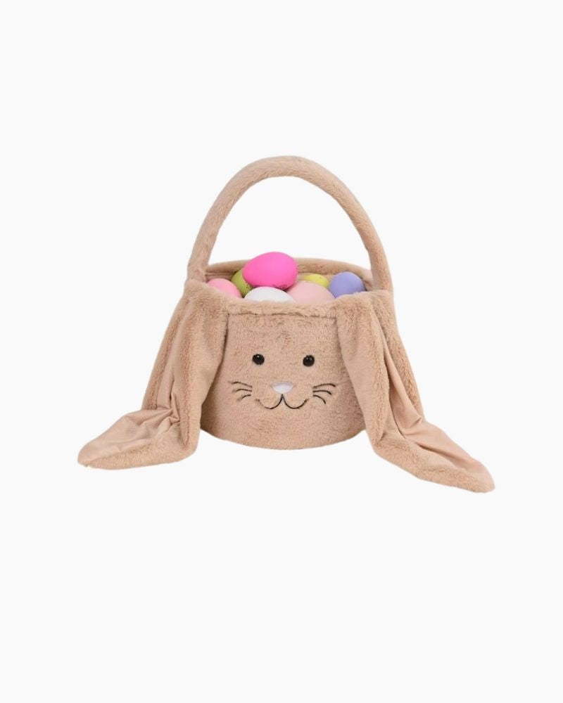 12'' PLUSH BUNNY BASKET-TAUPE