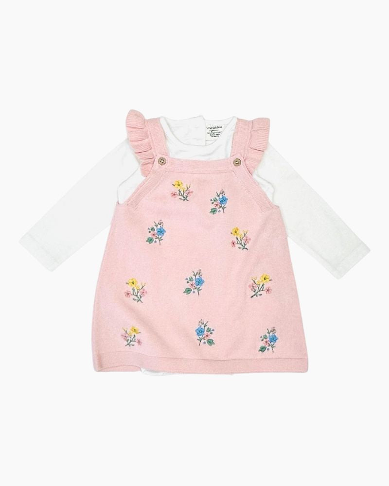 LS DITSY FLRL PINAFORE/BDYST DRESS