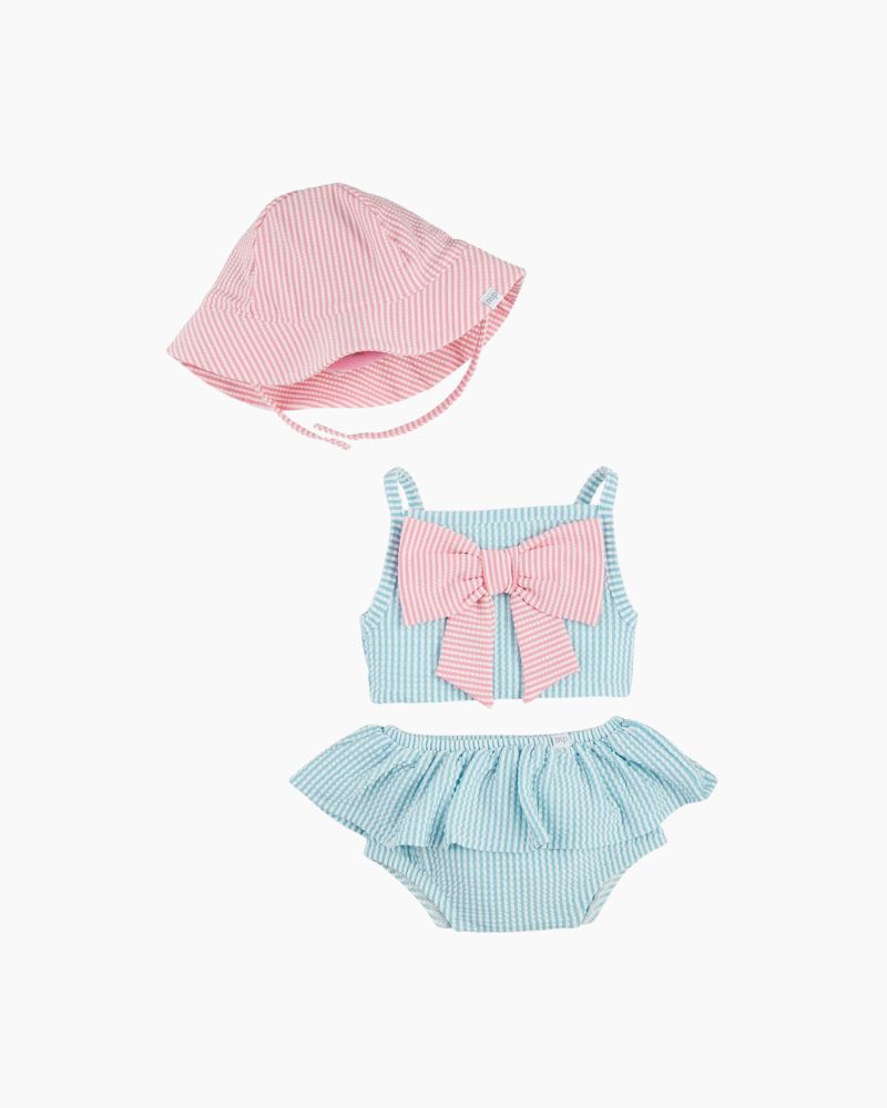 2PC SEERSUCKER BOW TANKINI + HAT