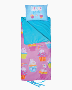 CUPCAKE ROLL-UP SLEEPING BAG & PILLOW