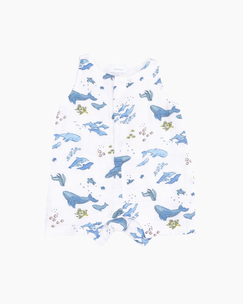 SL WTRCLR BLU WHALE SHORTIE ROMPER