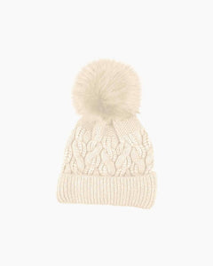 GLITTER CABLE KNIT POM HAT