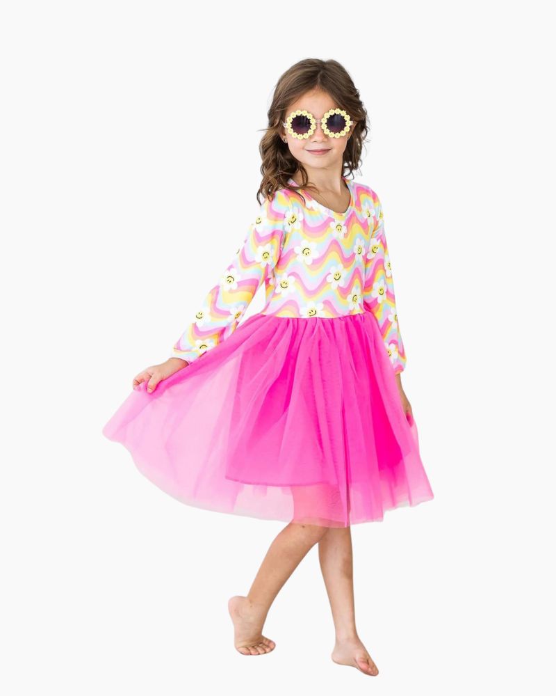 LS SMILING DAISIES TUTU DRESS