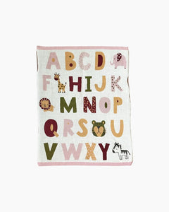 PINK ALPHABET INTARSIA BLANKET 30"X42"