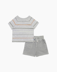 SS TDL CALI STRIPE TEE/SHORT SET