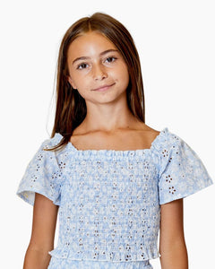 FLUTTER SLEEVE FLORAL TOP