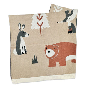 WOODLAND BEAR INTARSIA BLANKET 30"X42"