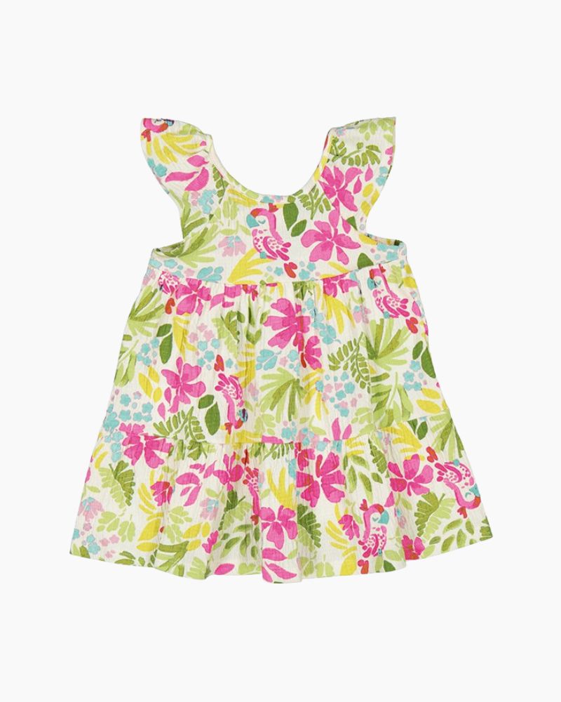 CS CRINKLE WTRCLR TROP BIRD DRESS