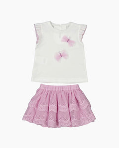 CS TULLE BOWS TEE/SKIRT SET