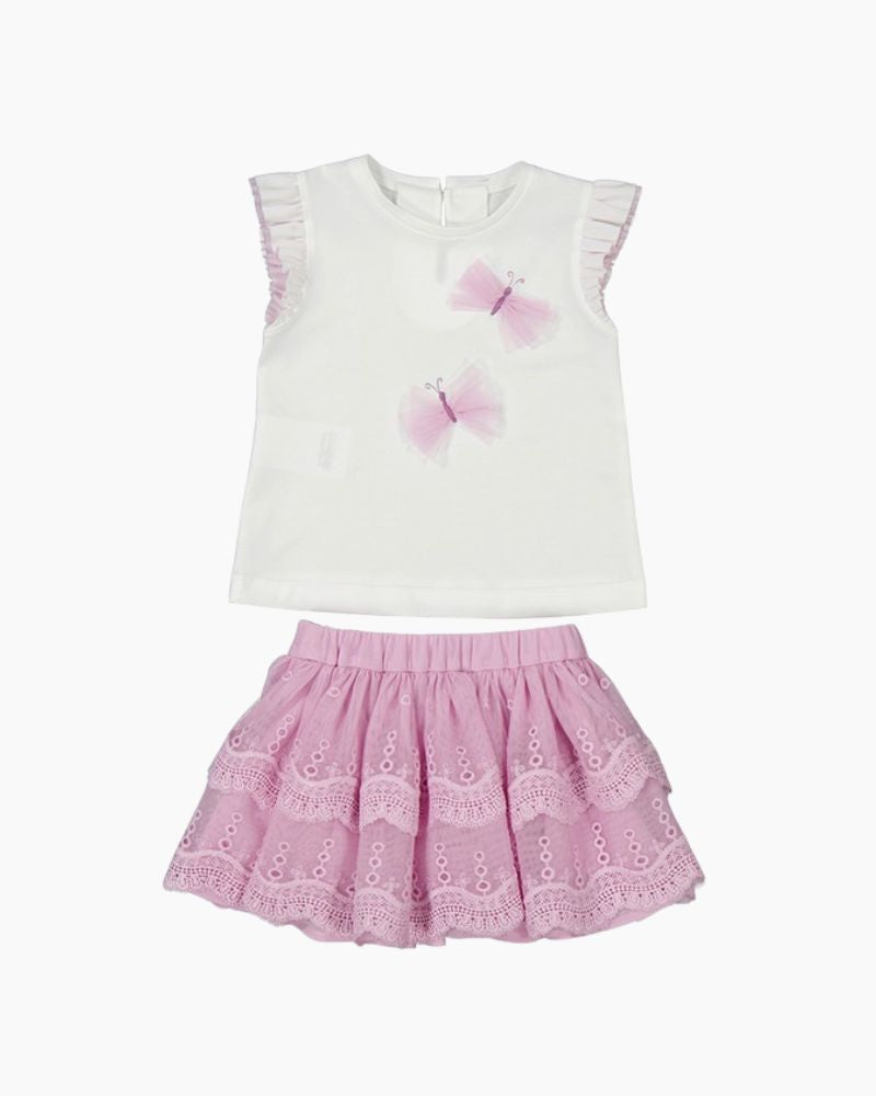 CS TULLE BOWS TEE/SKIRT SET