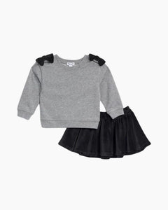 LS BOW SHOULDER SWEATSHIRT & SKIRT SET