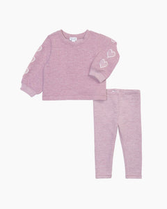 LS CLOUDLINE HEARTS SWTSHRT/LEG SET