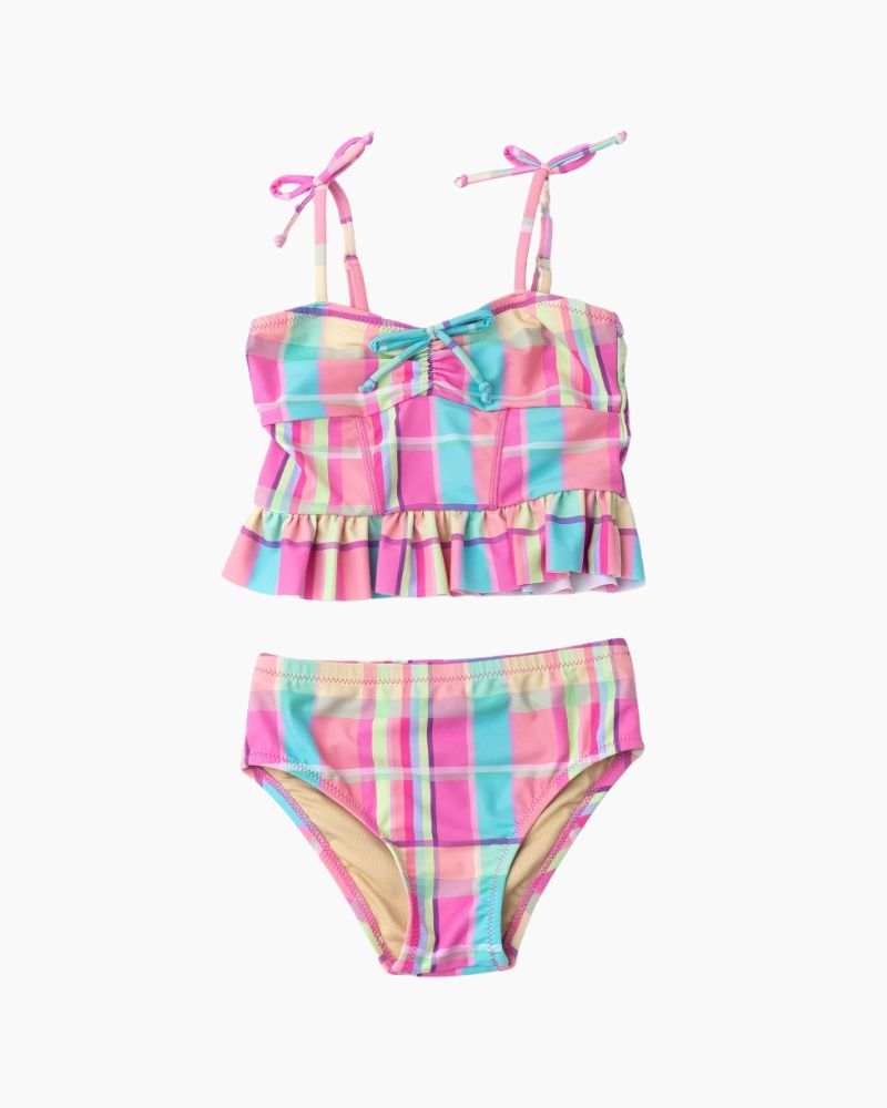 2PC PLAID PEPLUM TANKINI