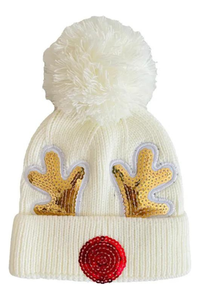 REINDEER POM HAT