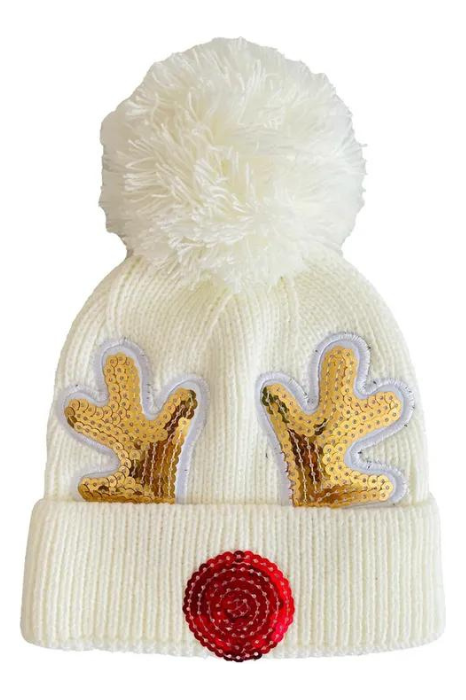 REINDEER POM HAT