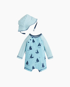 1PC SAILBOAT SUNSUIT + HAT