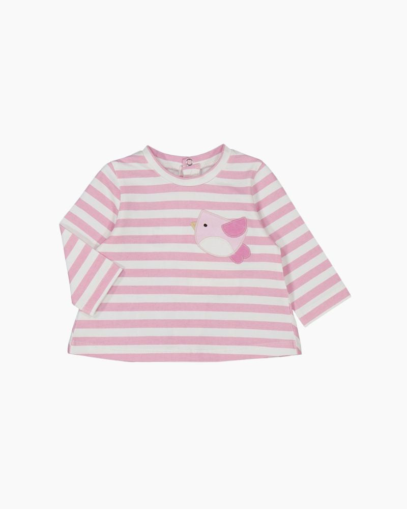 LS STRIPED BIRD APLQ TEE