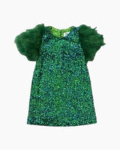 Load image into Gallery viewer, CS FEATHER SLEEVE SEQUINS DRESS
