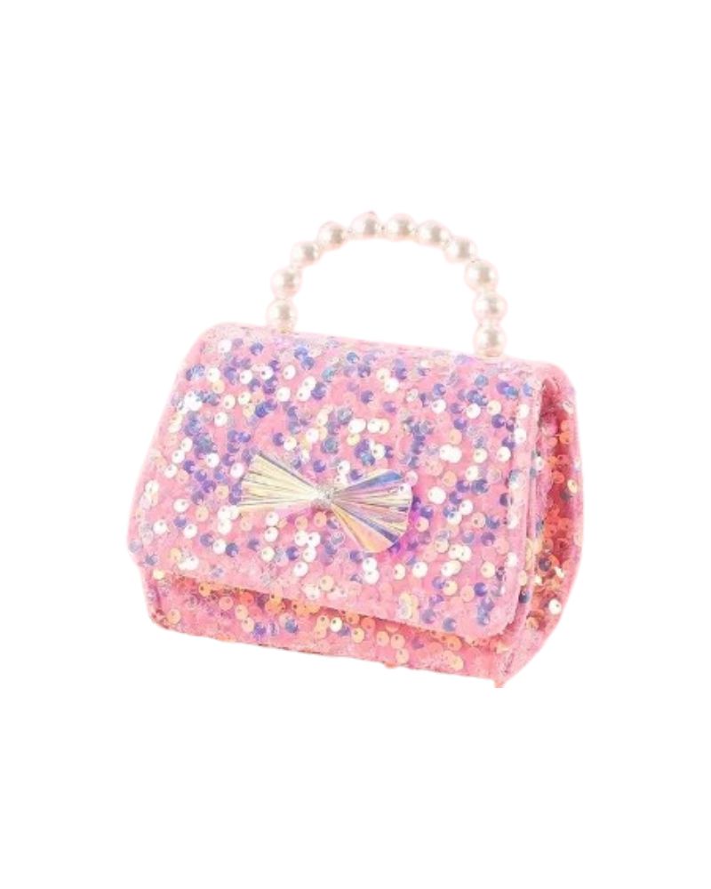 SEQUIN PEARL HANDLE CROSSBODY - PINK