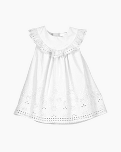 CS EYELET DTL RUFFLE YOKE DRESS