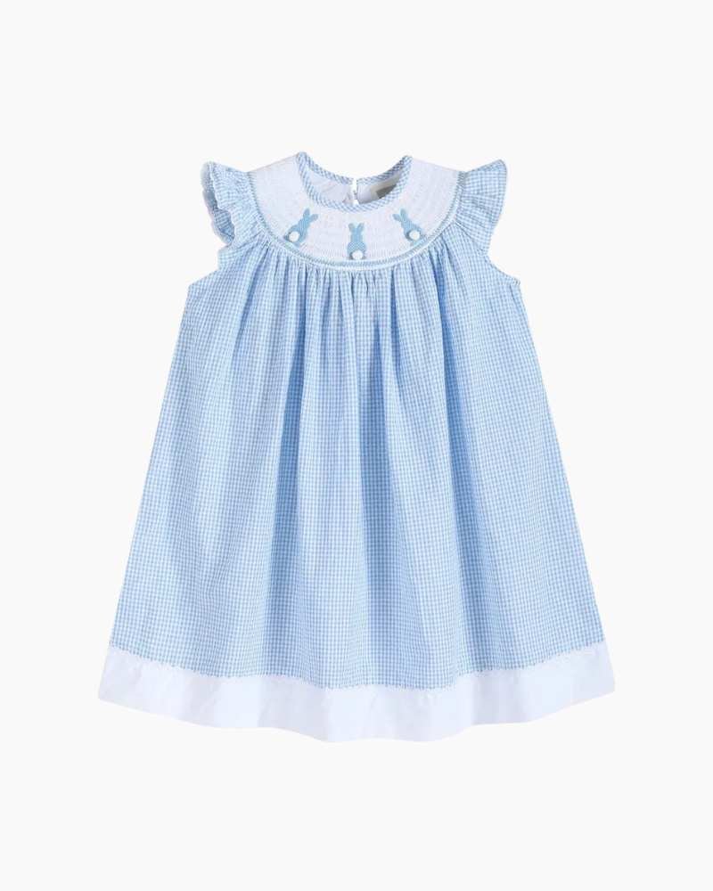 CS GINGHAM POM BUNNY NECK DRESS