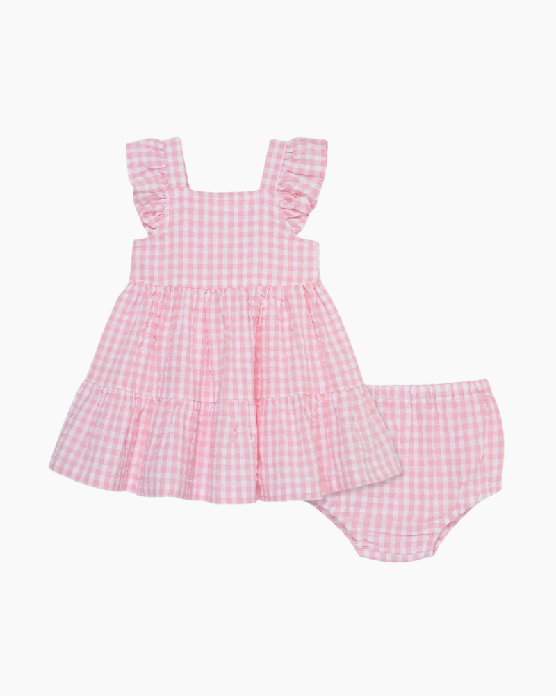 CS GINGHAM TIERED DRESS