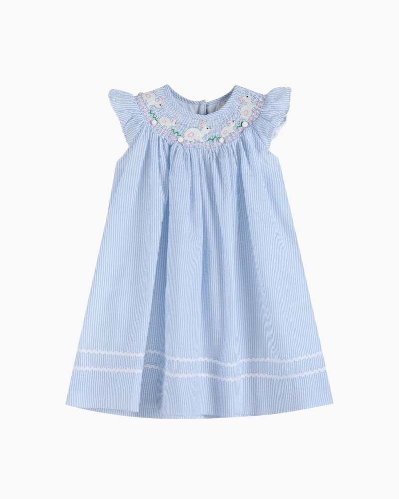 CS SEER STRIPE BUNNY NCK DRESS