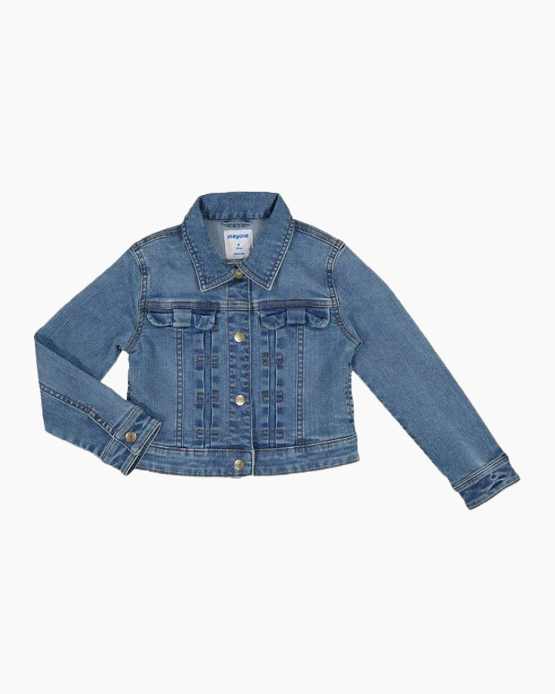 LS BOW DETAIL DENIM JACKET