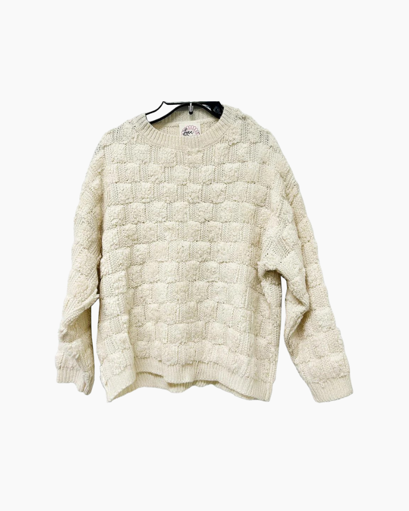 LS CHECKERED TEXTURED SWEATER