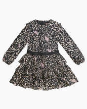 Load image into Gallery viewer, LS PEBBLE PRINT RUFFLE DRESS
