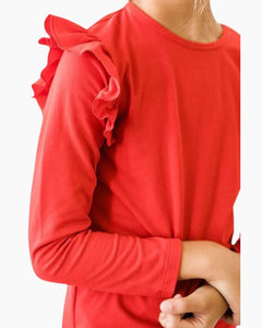 LS SOLID RUFFLE TEE