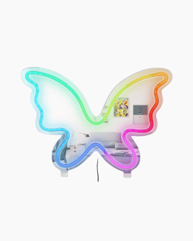 NEON BUTTERFLY SIGN & MIRROR