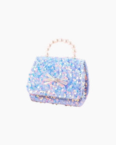 SEQUIN PEARL HANDLE CROSSBODY - LAKE BLUE